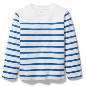 Janie & Jack Boys White & Blue Striped Long Sleeve Cotton Shirt Size 12